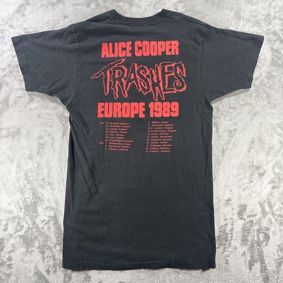 Vintage 1989  Alice Cooper Trashes Tour T-Shirt Men's Medium Band Double-Sided - Picture 9 of 16